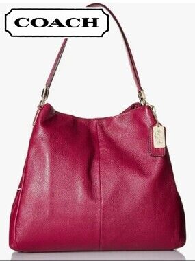 🔥COACH Madison Phoebe, Classic Red Pebbled Leather/Gold Hardware, Nearly New!